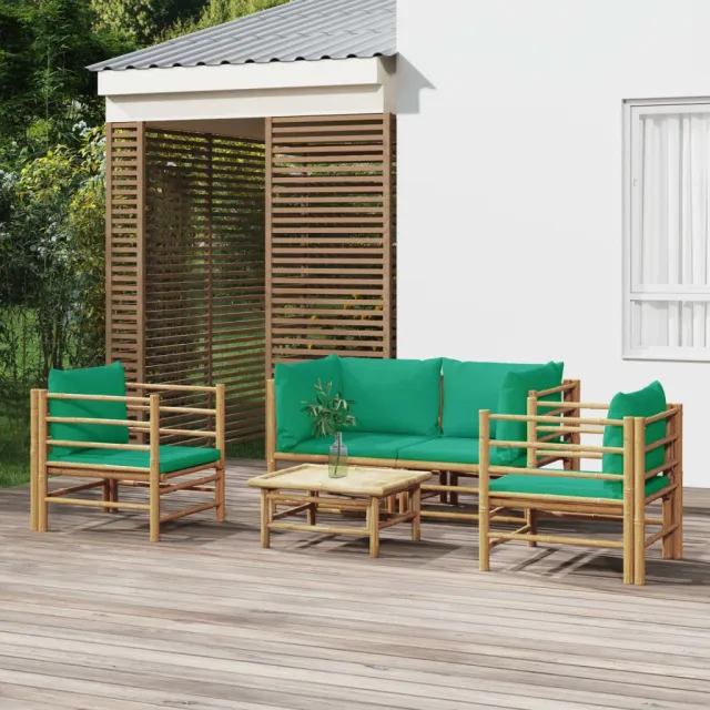 vidaXL 5-delige Loungeset met kussens bamboe groen, foto 2