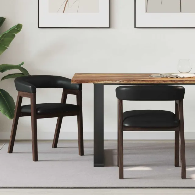 vidaXL Eettafelstoelen 2 st Massief Rubberhout Licht Bruin