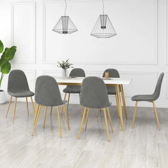 vidaXL Eetkamerstoelen 6 st fluweel lichtgrijs grijs, foto 2