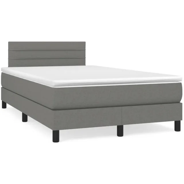vidaXL Boxspring met matras en LED stof donkergrijs 120x190 cm grijs