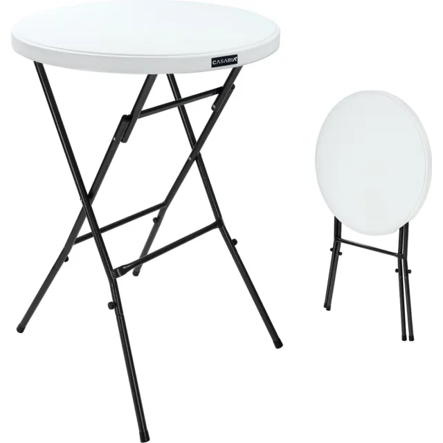 Casaria Bistro/Tuintafel Rond Ø 72 cm – 110cm Hoog/Inklapbaar – Wit