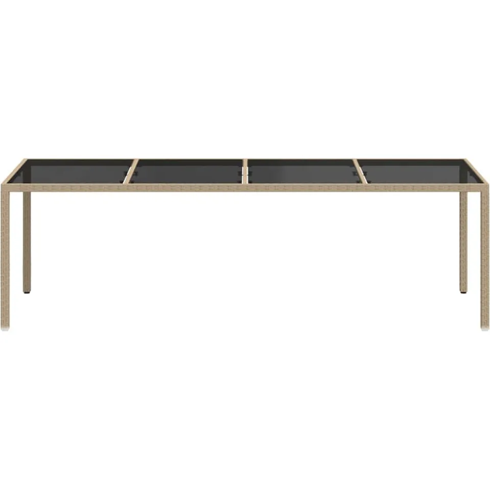 vidaXL Tuintafel 250x100x75 cm gehard glas en poly rattan beige