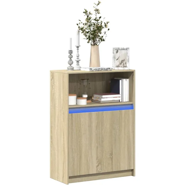 vidaXL Dressoir met LED 72x34x100 cm bewerkt hout sonoma eikenkleurig Bruin