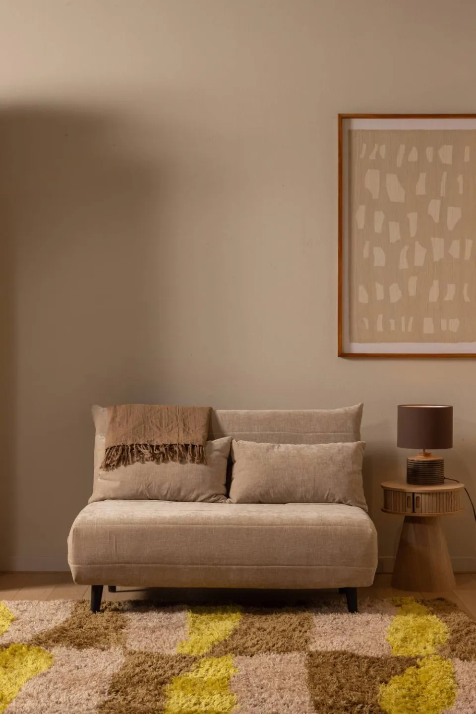 WOOOD Xem Slaapbank - 1-Persoons - Chenille stof - Naturel - 80x122x92, foto 3