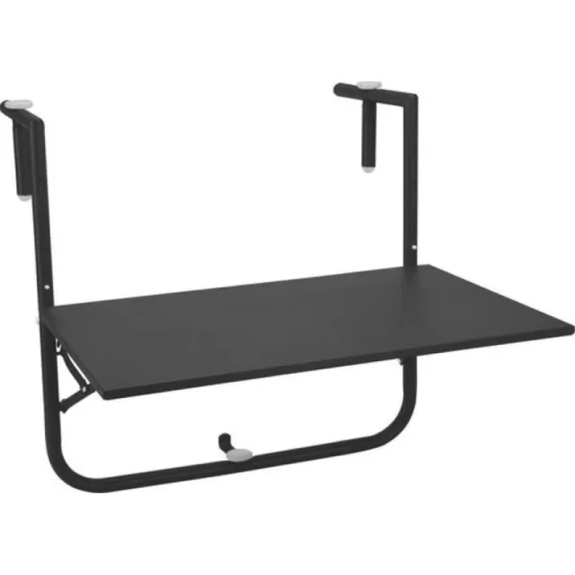Pro Garden Balkontafel - Donker grijs - 60x40cm - terras - tuin - buiten - tafel - reling - bijzet