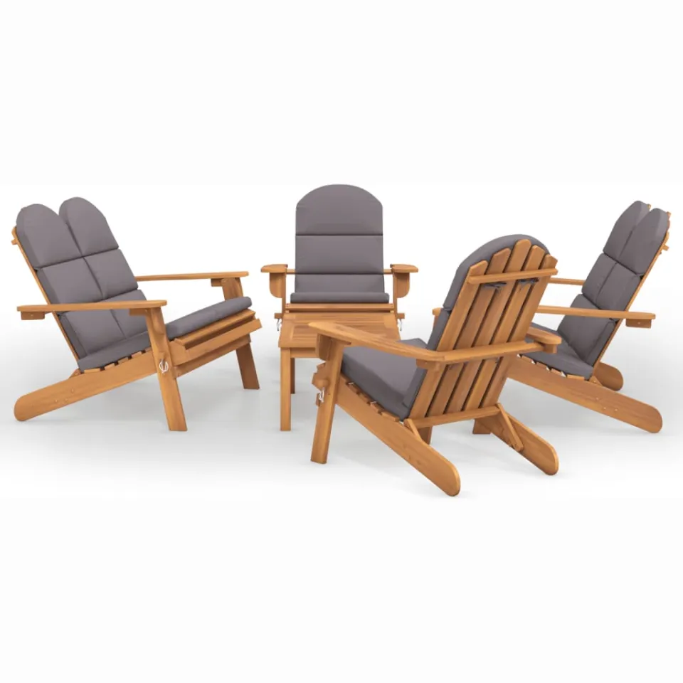 vidaXL 5-delige Loungeset Adirondack massief acaciahout Bruin
