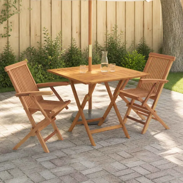vidaXL 3-delige opvouwbare bistroset voor in de tuin 3 st Naturel, foto 2