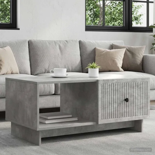vidaXL Salontafel Betongrijs 90 x 50 x 40 cm Bewerkt hout grijs, foto 2