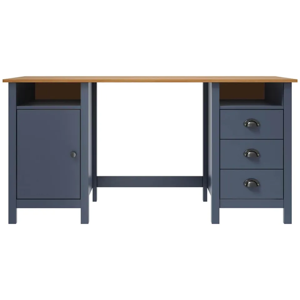 vidaXL Bureau Hill 150x50x74 cm massief grenenhout grijs, foto 2