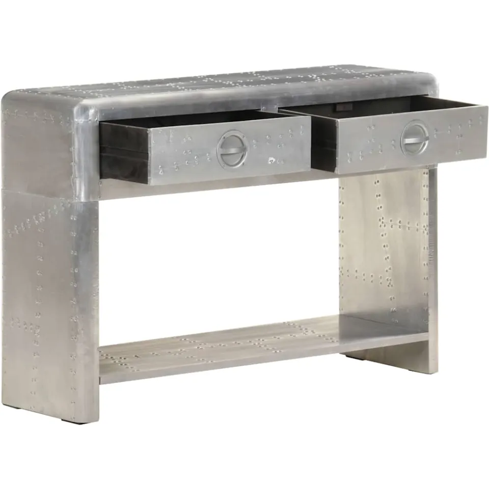 vidaXL Dressoir luchtvaartstijl 110x35x75 cm metaal zilver, foto 2