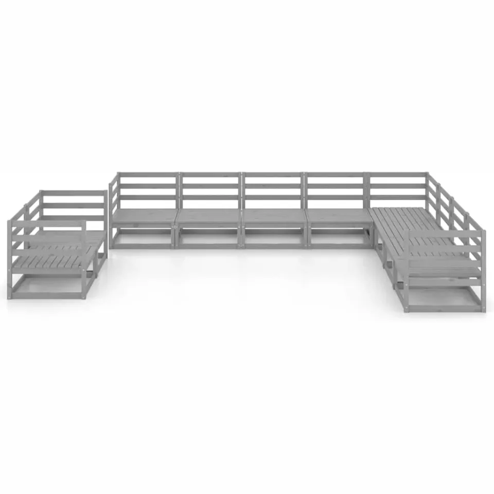 vidaXL 10-delige Loungeset massief grenenhout grijs