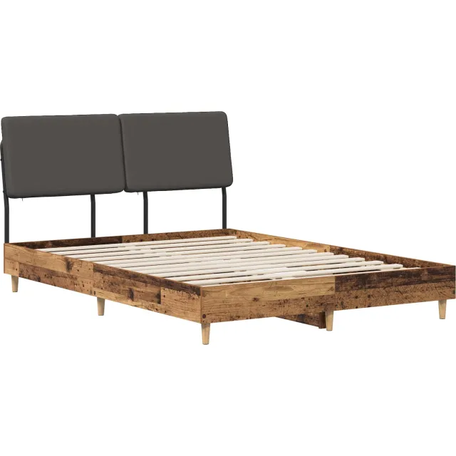 vidaXL Tweepersoonsbed met hoofdbord Oud hout en donkergrijs Bruin