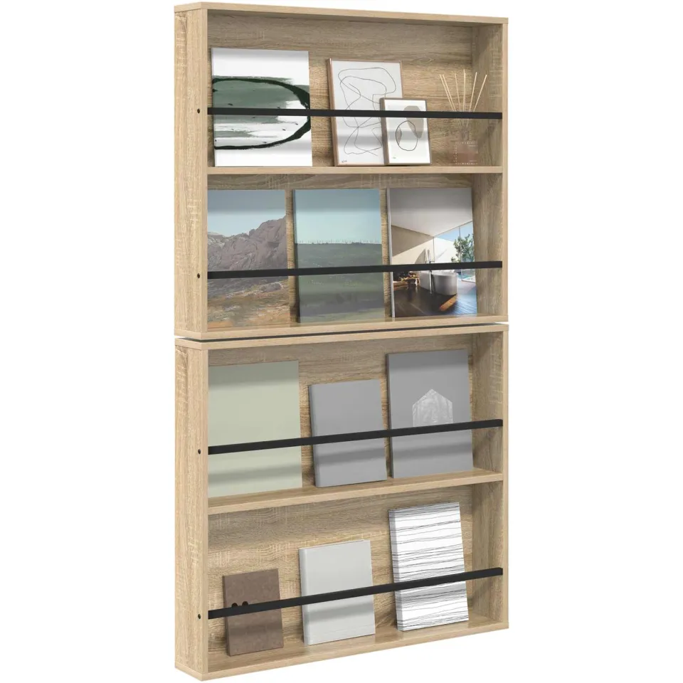 vidaXL Tijdschrift Rek 2 st Sonoma Eiken 80 x 12 x 70 cm Bewerkt hout Bruin