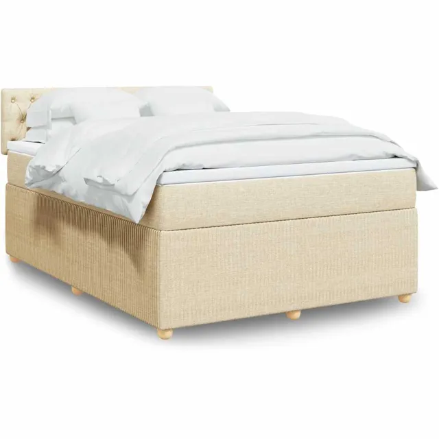vidaXL Boxspring met matras stof crèmekleurig 140x190 cm