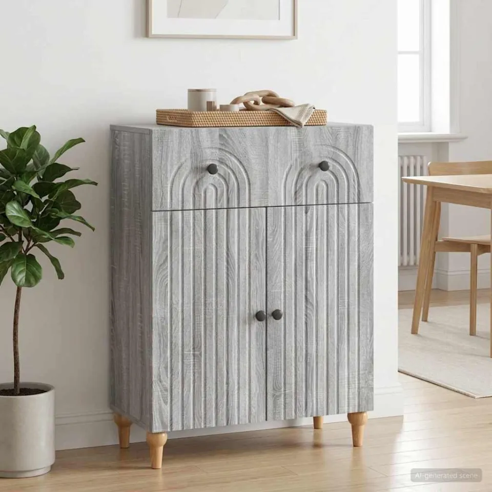 vidaXL Dressoir Grijs sonoma 66 x 34,5 x 90 cm Bewerkt hout, foto 3