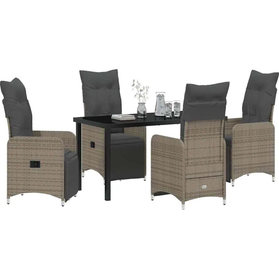 vidaXL Tuin eettafelset 5 st Grijs poly rattan