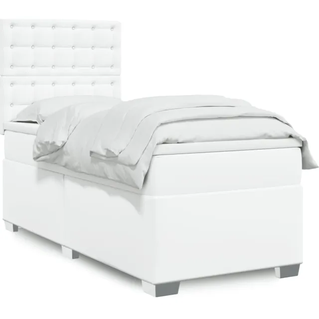 vidaXL Boxspring met matras kunstleer wit 90x190 cm