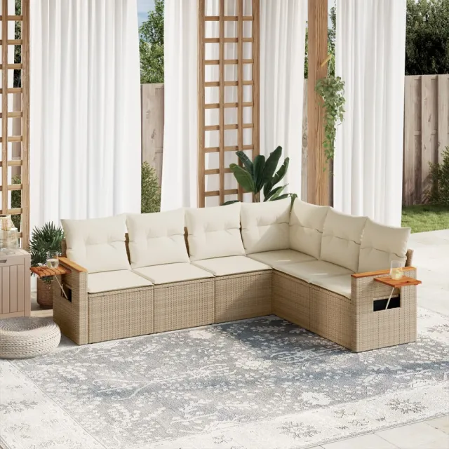 vidaXL Patio Sofa Set 6-zits Beige and Cream, foto 2
