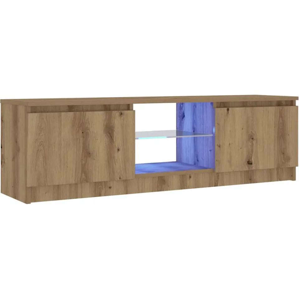 vidaXL Tv-meubel met LED 120x30x36 cm bewerkt hout artisanaal eiken Bruin