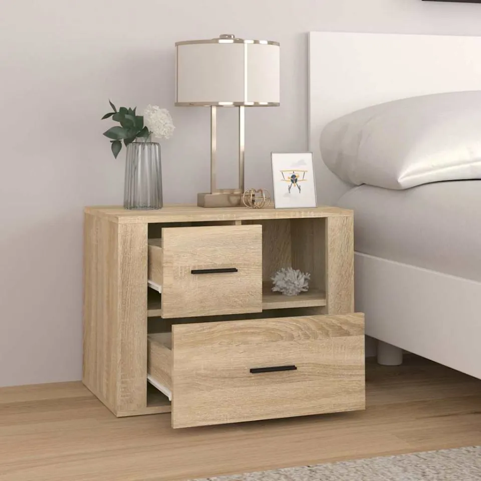 vidaXL Nachtkastje 60x36x45 cm bewerkt hout sonoma eikenkleurig, foto 3