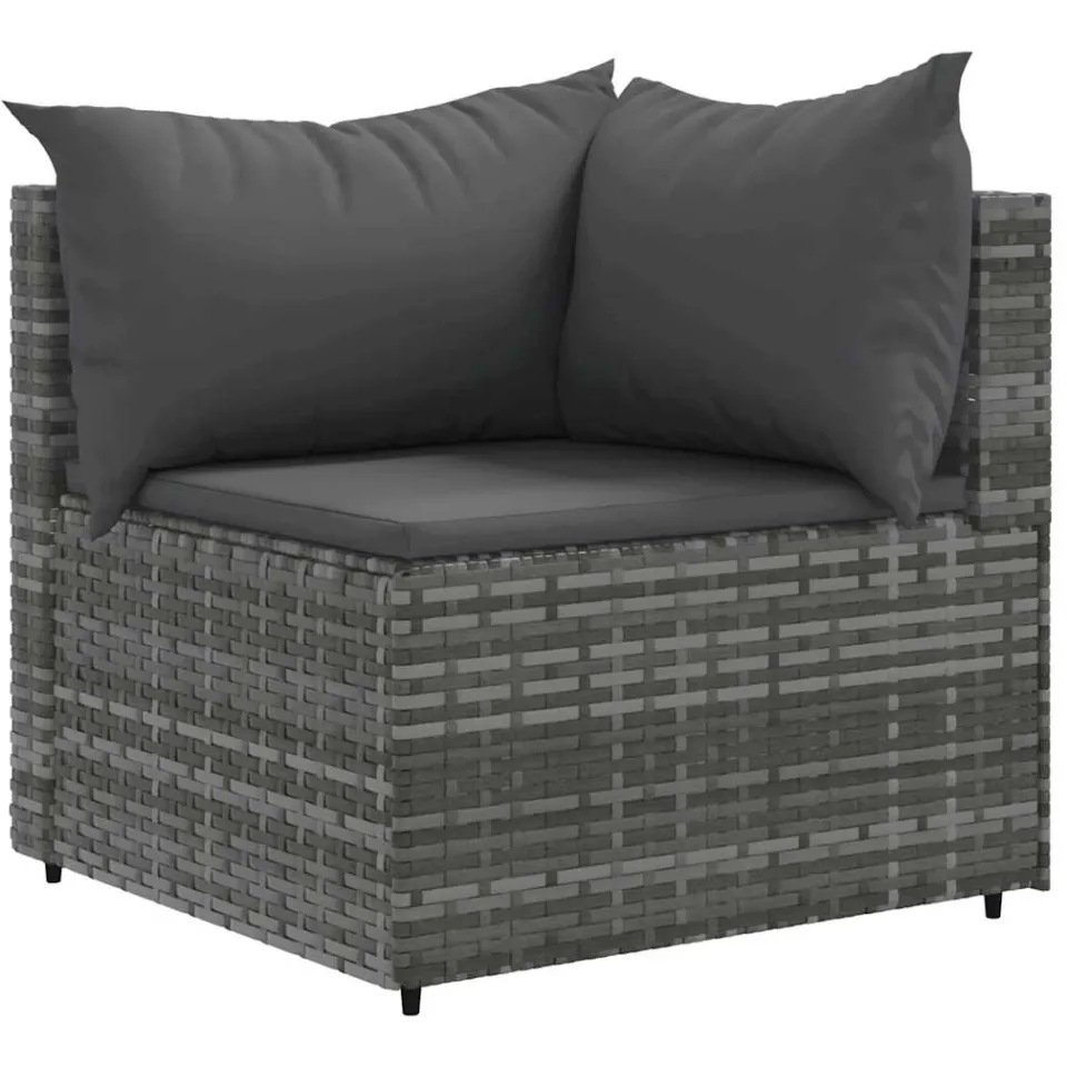 vidaXL 5-delige Loungeset met kussens poly rattan grijs, foto 3