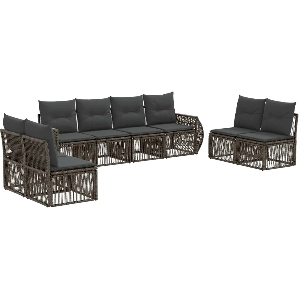 vidaXL Tuinbankenset 8 st 8-zits Grijs en Donkergrijs poly rattan, foto 3