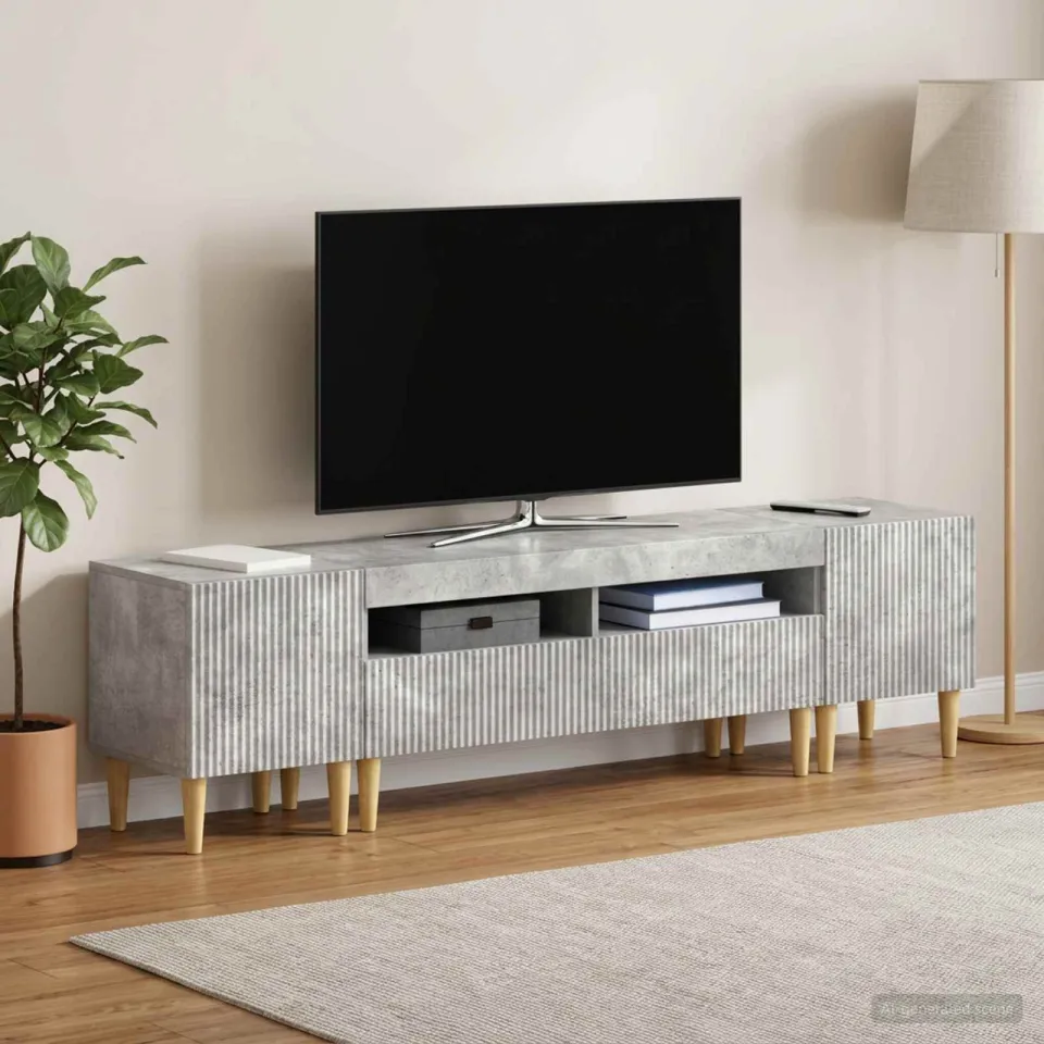 vidaXL 3-delige LED TV-kast ARNHEM 3 st Betongrijs Bewerkt hout grijs, foto 3