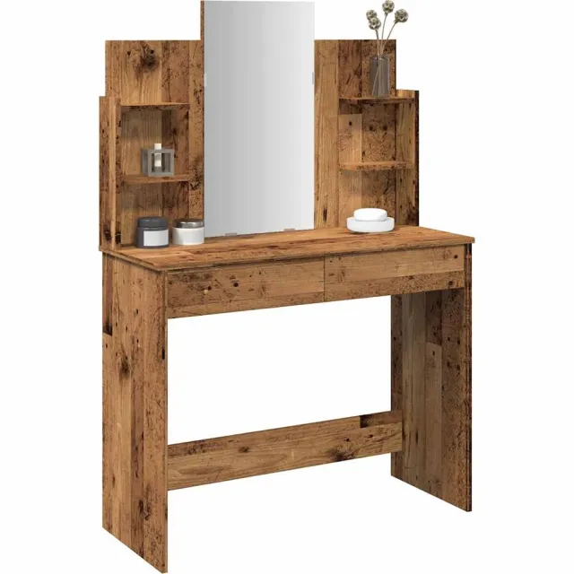 vidaXL Kaptafel met spiegel 96x39x142 cm oud houtkleurig Bruin