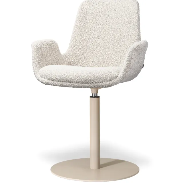 Nolon Niva-Eef draaibare tulp eetkamerstoel bouclé beige - beige onderstel, foto 2
