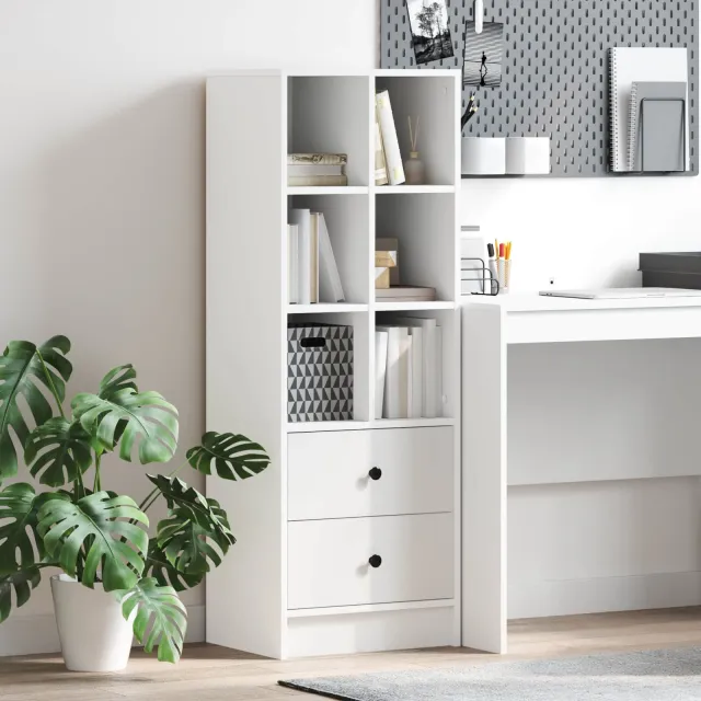 vidaXL Hoge kast Wit 45,5 x 34 x 127 cm, foto 2