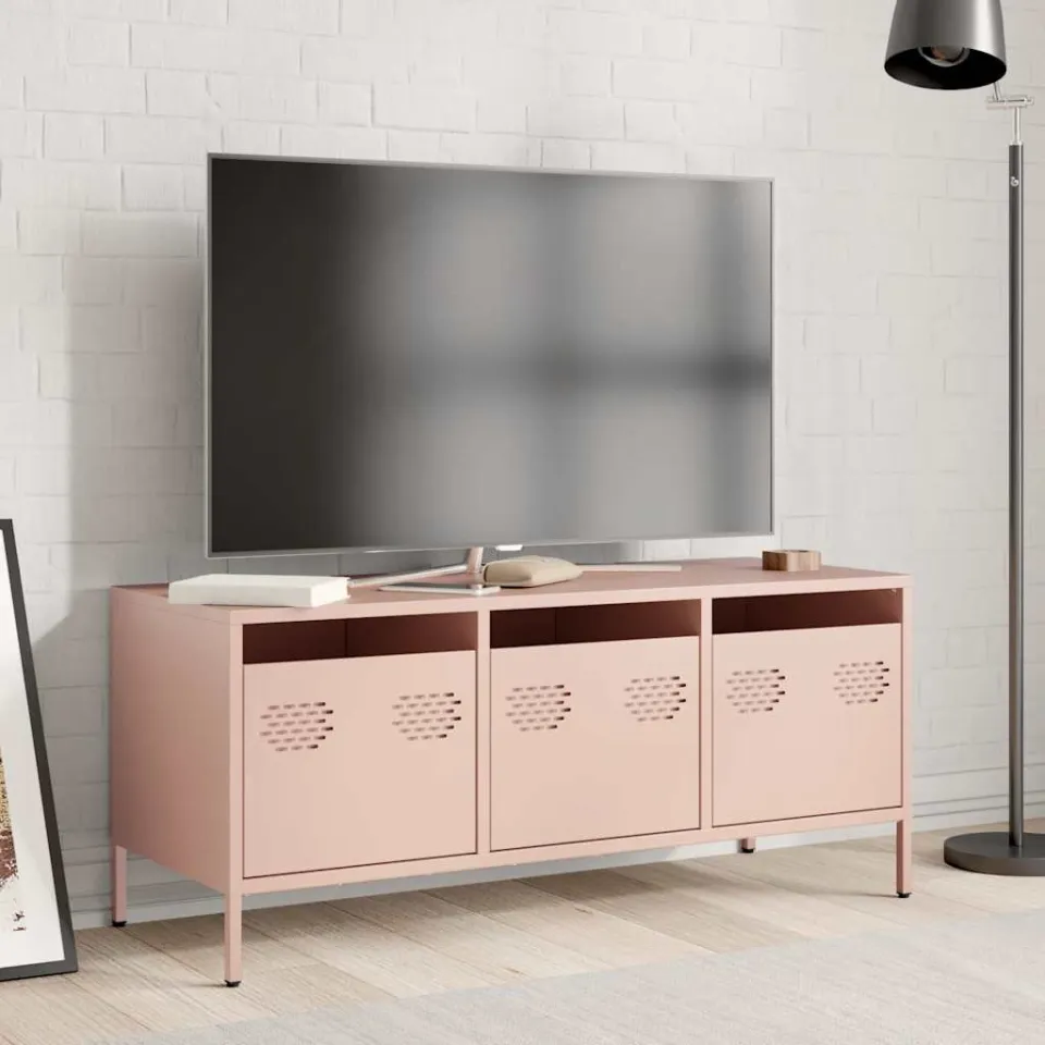 vidaXL Tv-meubel 101,5x39x43,5 cm koudgewalst staal roze, foto 2