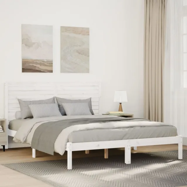 vidaXL Bedframe extra lang zonder matras massief hout wit 140x220 cm
