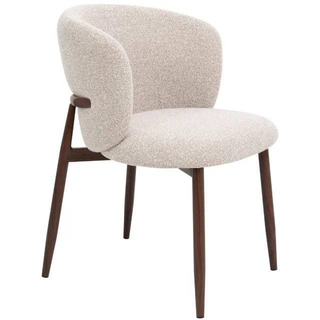 DÉJA Living Eetkamerstoel Varde - Stof - Beige/Walnoot - Set van 2