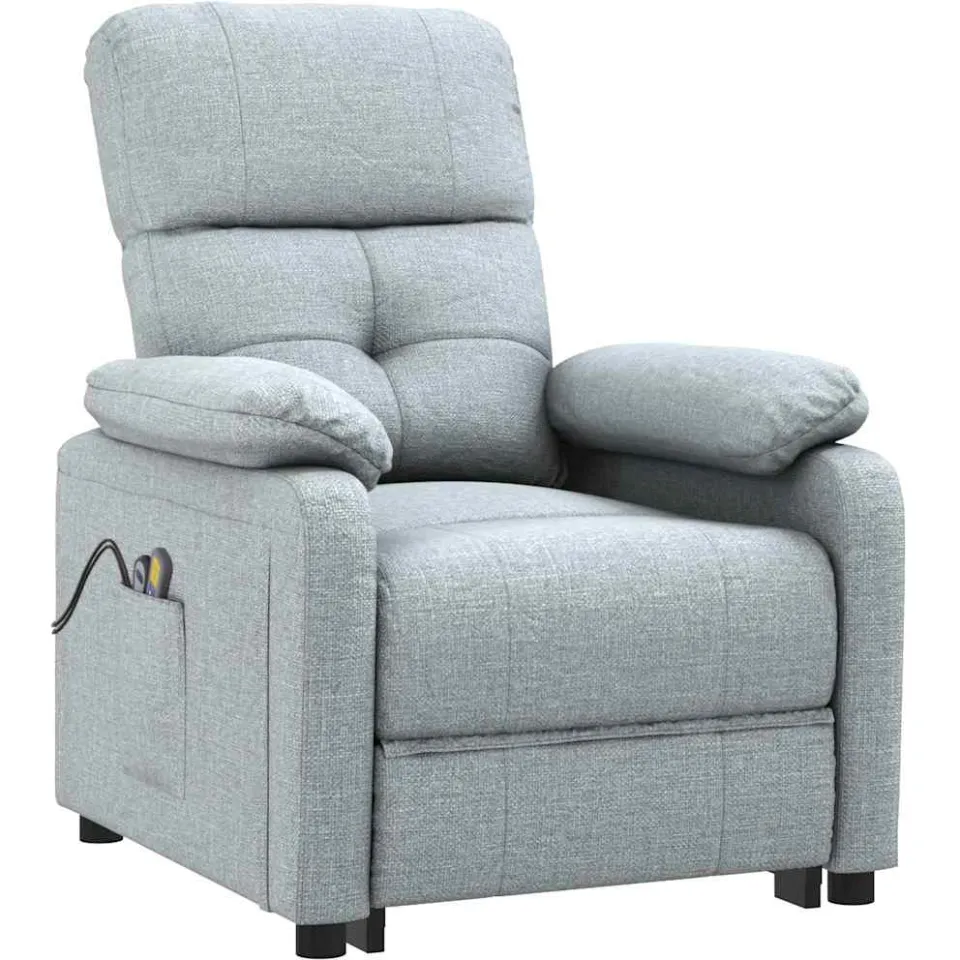 vidaXL Massagestoel elektrisch stof lichtgrijs