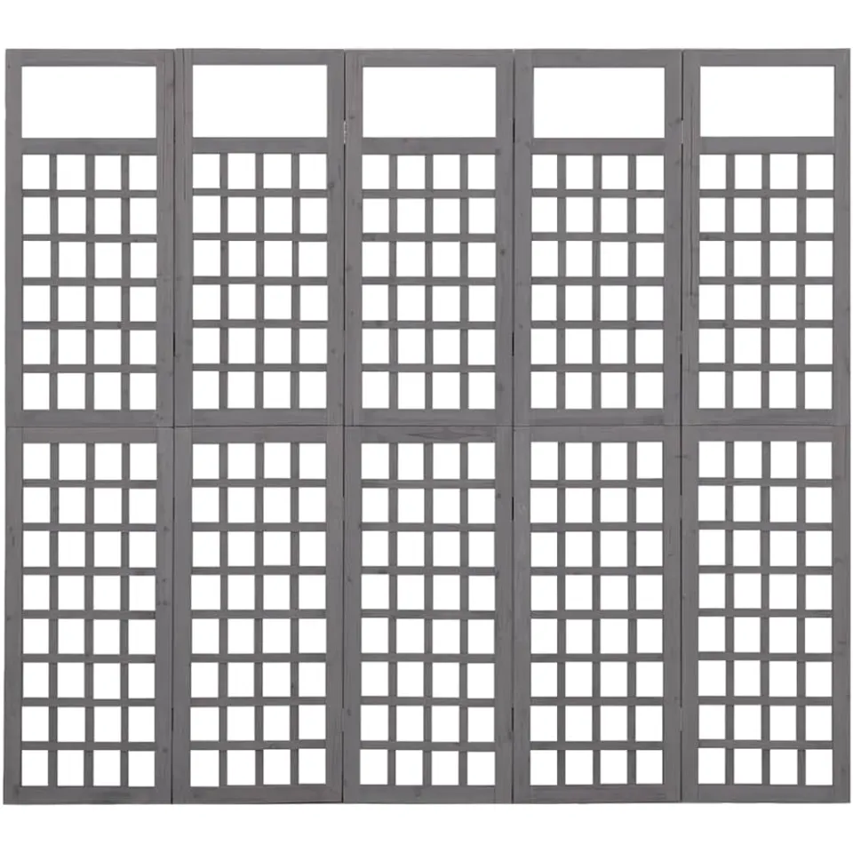 vidaXL Kamerscherm/trellis met 5 panelen 201,5x180 cm vurenhout grijs, foto 3