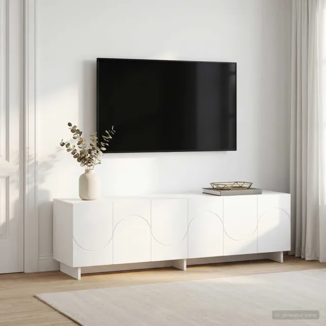 vidaXL tv-meubel 140 x 34,5 x 40 cm Wit Bewerkt hout