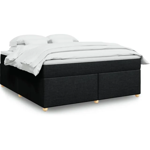 vidaXL Boxspring met matras stof zwart 180x200 cm