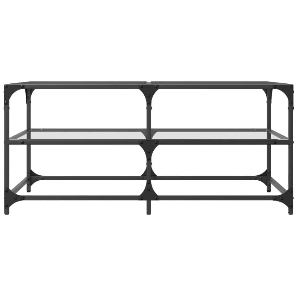 vidaXL Salontafel met transparant glazen blad 98,5x50x45 cm staal transparent, foto 3