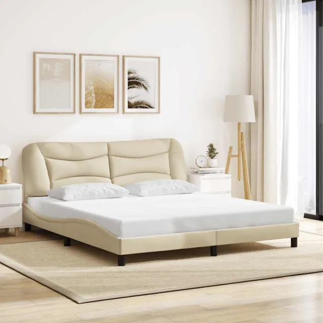 vidaXL Bedframe zonder matras "Hvar" stof crèmekleurig 180x200 cm