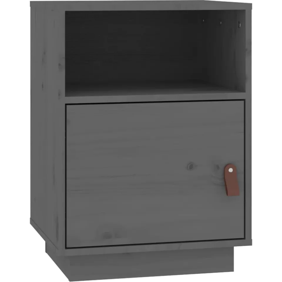 vidaXL Nachtkastjes 2 st 40x34x55 cm massief grenenhout grijs, foto 3