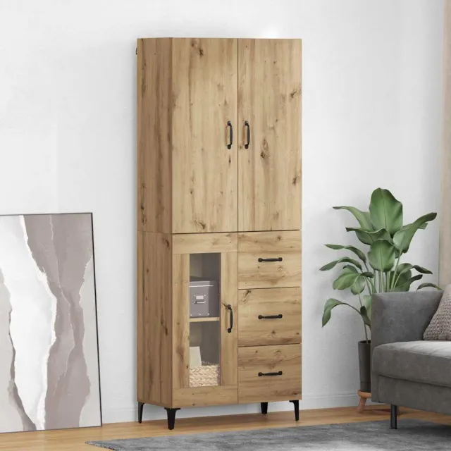 vidaXL Highboard Artisan Eiken 69,5 x 34 x 180 cm Bewerkt hout, foto 2