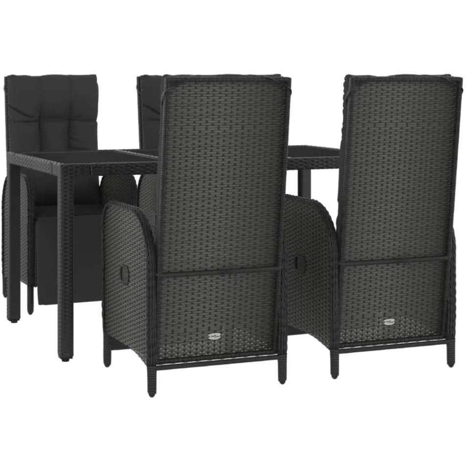 vidaXL 5-delige Tuinset met kussens poly rattan zwart, foto 3
