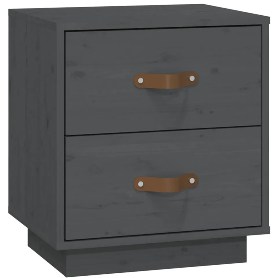 vidaXL Nachtkastje 40x34x45 cm massief grenenhout grijs