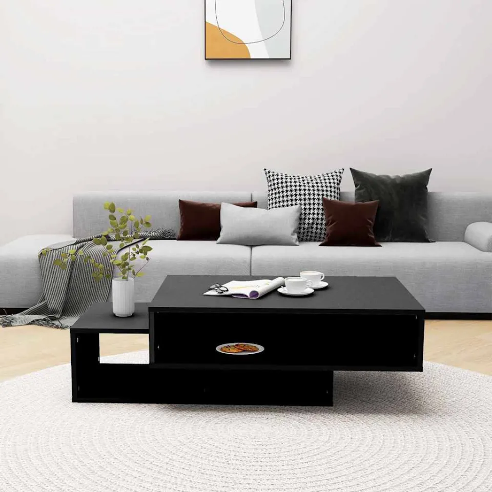 vidaXL Salontafel 105x55x32 cm bewerkt hout zwart, foto 3