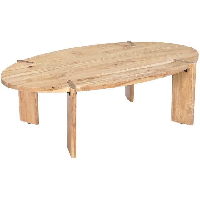 sweeek Ovale salontafel in massief hout 120cm - reva Naturel