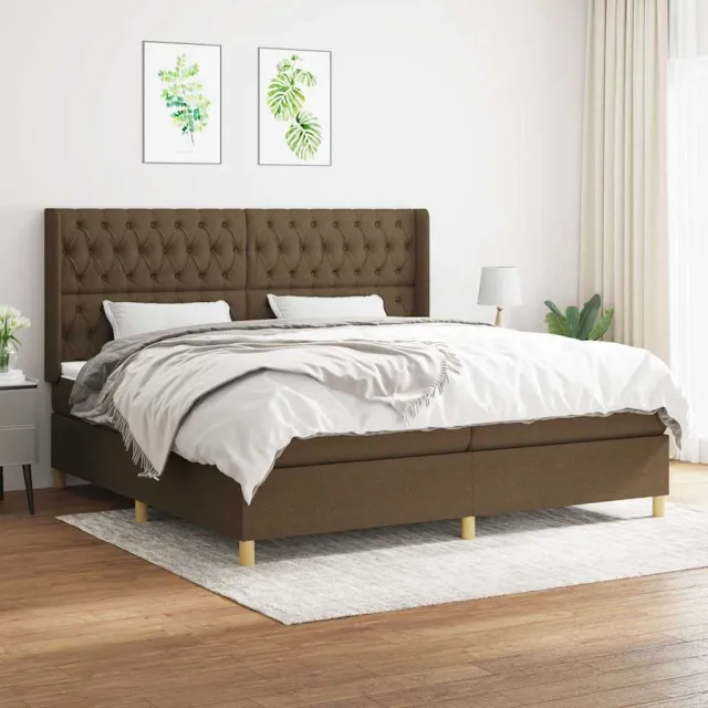 vidaXL Boxspring met matras stof donkerbruin 200x200 cm bruin