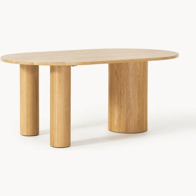 Westwing Collection Ovale eettafel Dunia van eikenhout, in verschillende formaten Beige