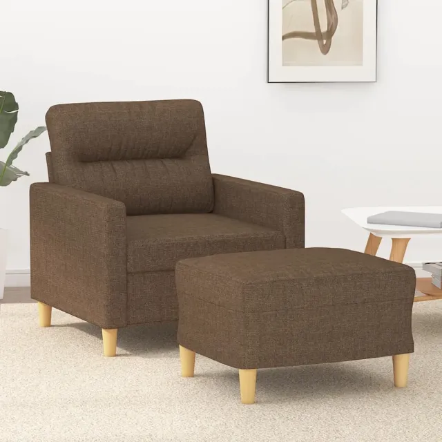 vidaXL Fauteuil - met - voetenbank - 60 - cm - stof - bruin