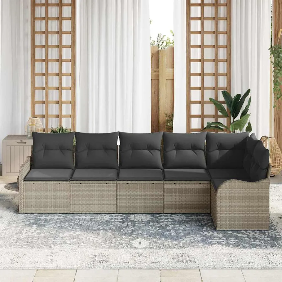 vidaXL Tuin Sofa Set Lichtgrijs poly rattan, foto 3