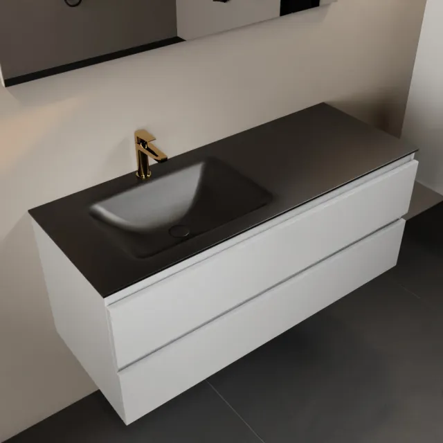 Mondiaz AIVY 120cm badmeubel Talc, wastafel Urban solid surface links 1 kraangat (AI-351631URBAN-SI - AI-M120TALI)